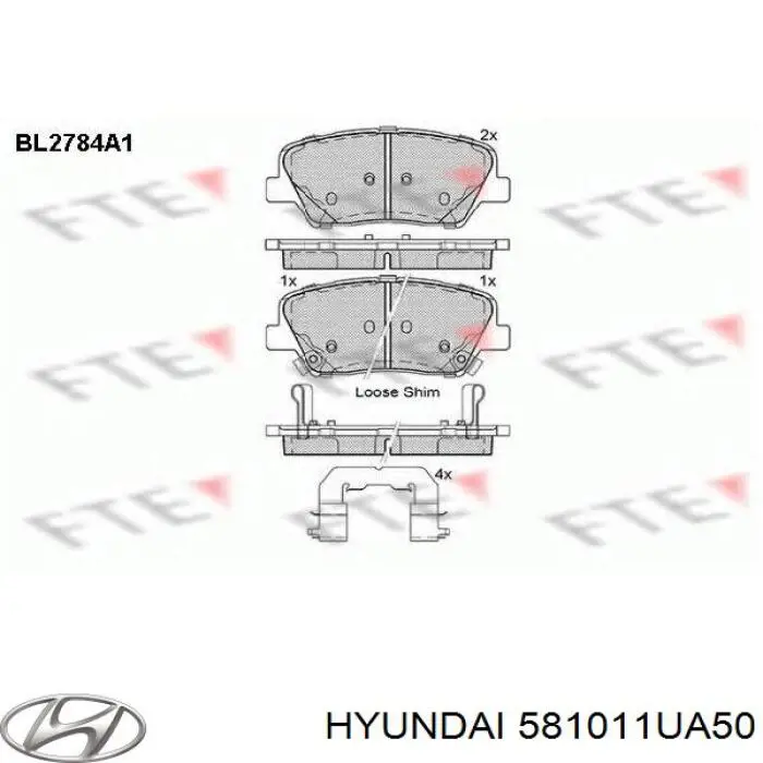 581011UA50 Hyundai/Kia pastillas de freno delanteras