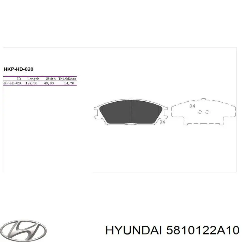 5810122A10 Hyundai/Kia pastillas de freno delanteras