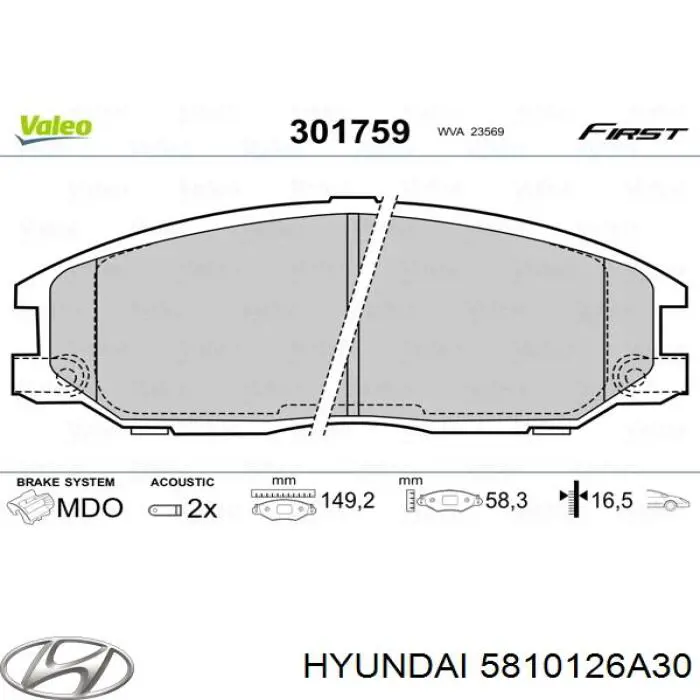 5810126A30 Hyundai/Kia pastillas de freno delanteras