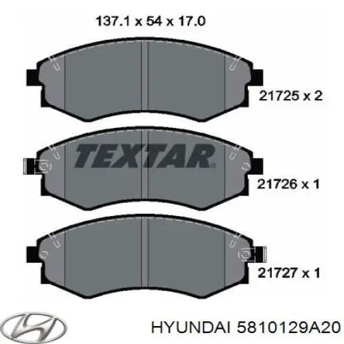 5810129A20 Hyundai/Kia pastillas de freno delanteras