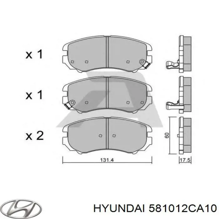 581012CA10 Hyundai/Kia pastillas de freno delanteras