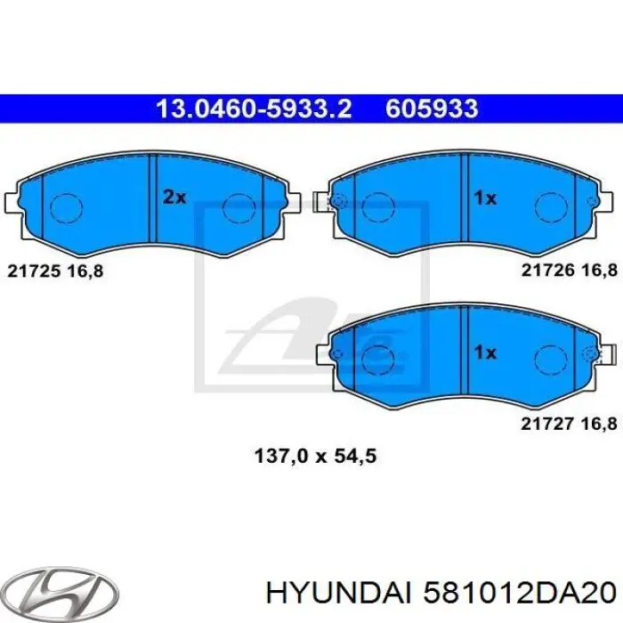 581012DA20 Hyundai/Kia pastillas de freno delanteras
