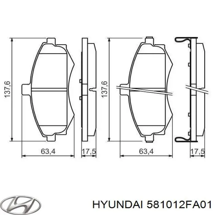 Pastillas de freno 581012FA01 Hyundai/Kia