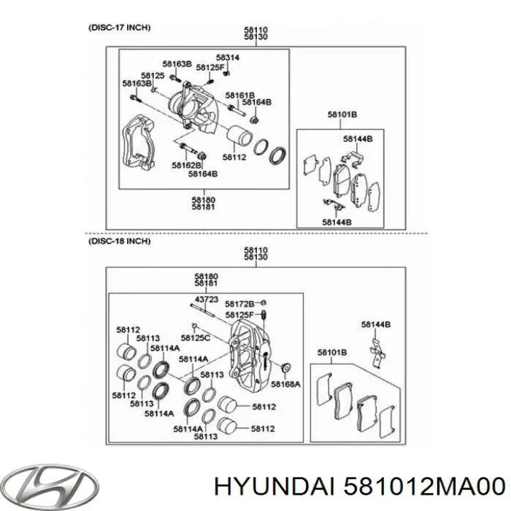 581012MA00 Hyundai/Kia pastillas de freno delanteras