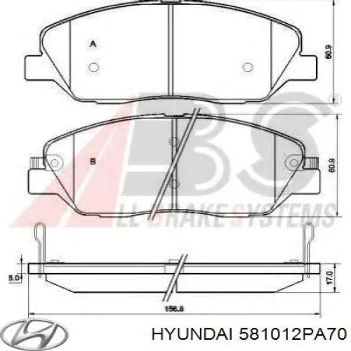 Comprar 581012PA70 Hyundai/Kia Pastillas delanteras de freno