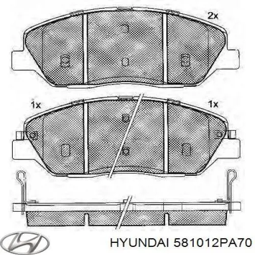 Pastillas de freno delanteras Hyundai/Kia 581012PA70