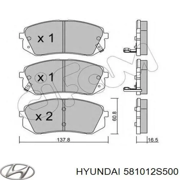 581012S500 Hyundai/Kia pastillas de freno delanteras