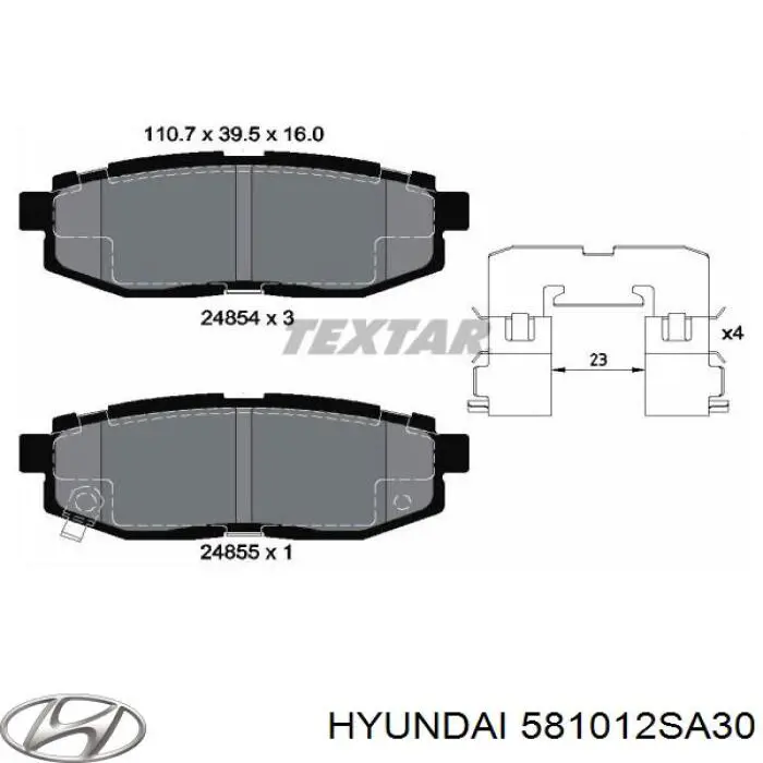 Pastillas de freno 581012SA30 Hyundai/Kia