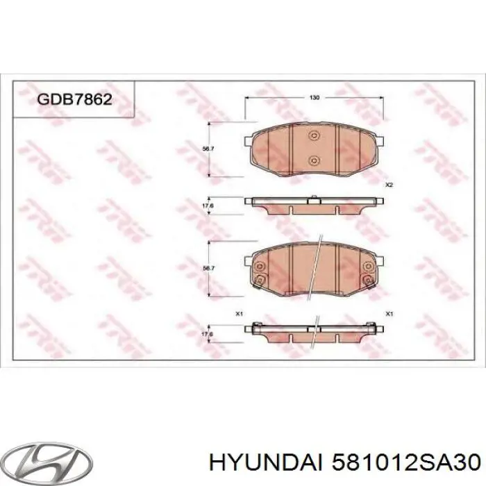 Comprar 581012SA30 Hyundai/Kia Pastillas delanteras de freno