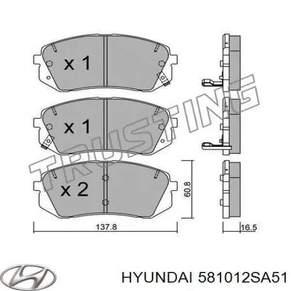 Comprar 581012SA51 Hyundai/Kia Pastillas delanteras de freno