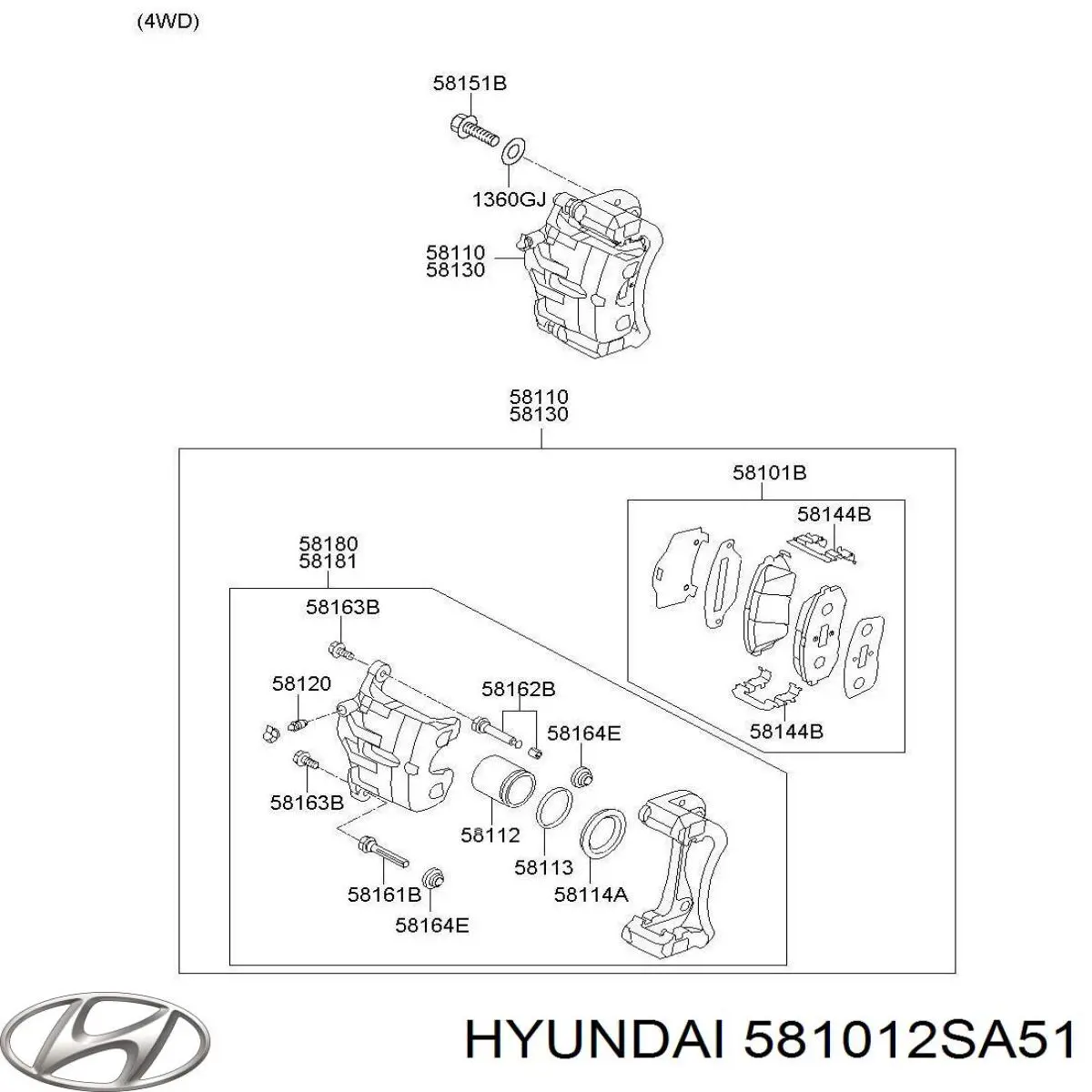 Comprar 581012SA51 Hyundai/Kia Pastillas delanteras de freno