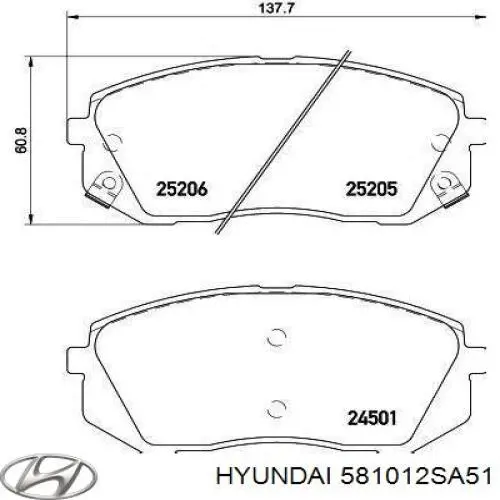 581012SA51 Hyundai/Kia pastillas de freno delanteras