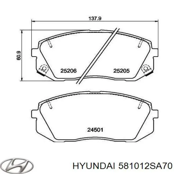 Pastillas de freno delanteras Hyundai/Kia 581012SA70