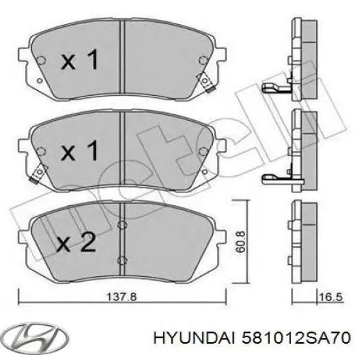 581012SA70 Hyundai/Kia pastillas de freno delanteras