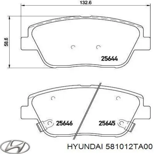 Pastillas de freno 581012TA00 Hyundai/Kia