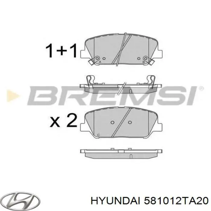 581012TA20 Hyundai/Kia pastillas de freno delanteras
