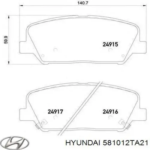 Comprar 581012TA21 Hyundai/Kia Pastillas delanteras de freno