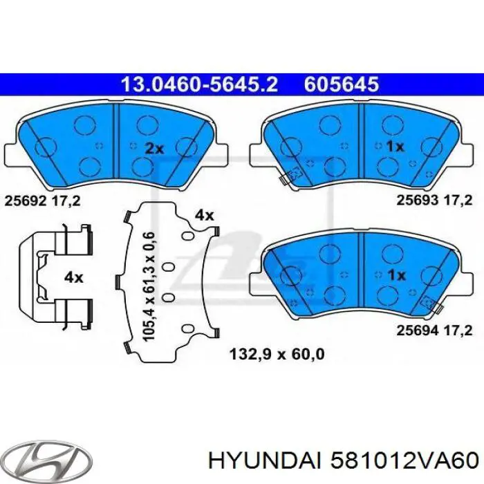 581012VA60 Hyundai/Kia pastillas de freno delanteras