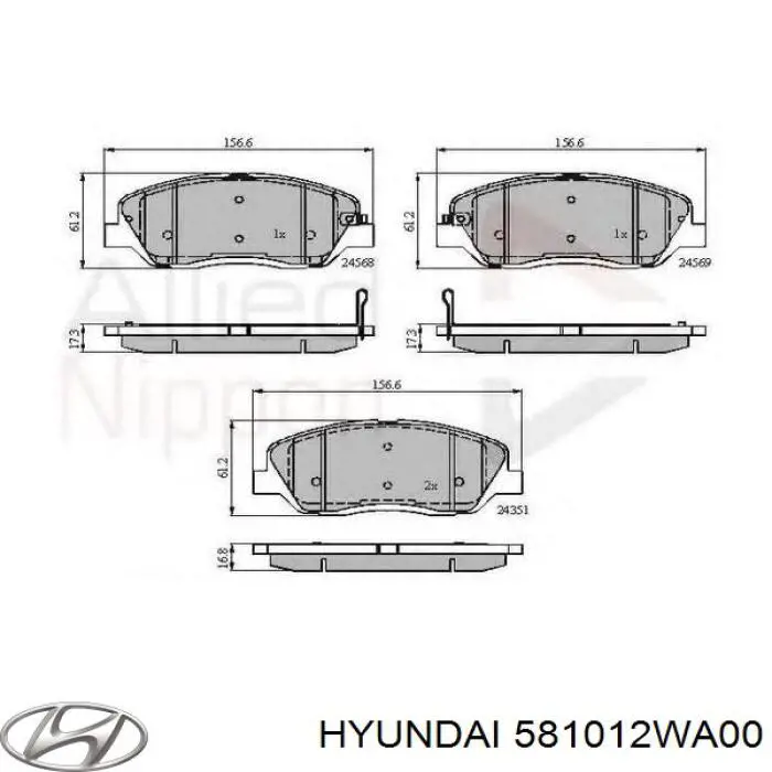 Pastillas de freno 581012WA00 Hyundai/Kia