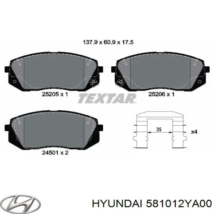 Pastillas de freno 581012YA00 Hyundai/Kia