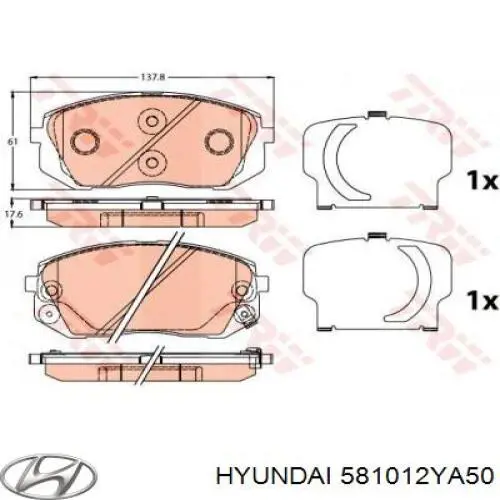 Comprar 581012YA50 Hyundai/Kia Pastillas delanteras de freno