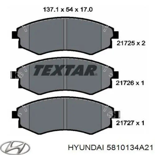5810134A21 Hyundai/Kia pastillas de freno delanteras