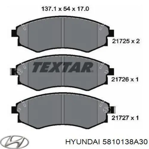 5810138A30 Hyundai/Kia pastillas de freno delanteras