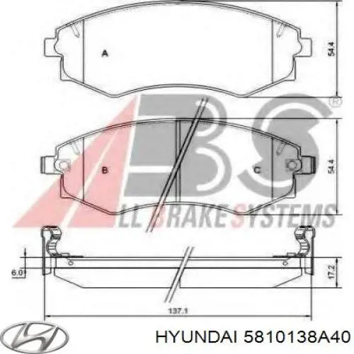 5810138A40 Hyundai/Kia pastillas de freno delanteras