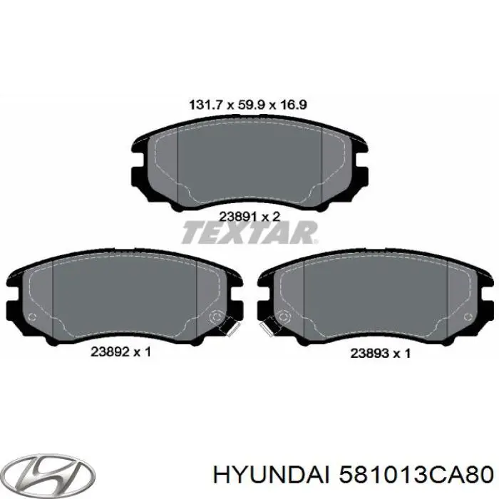 Comprar 581013CA80 Hyundai/Kia Pastillas delanteras de freno