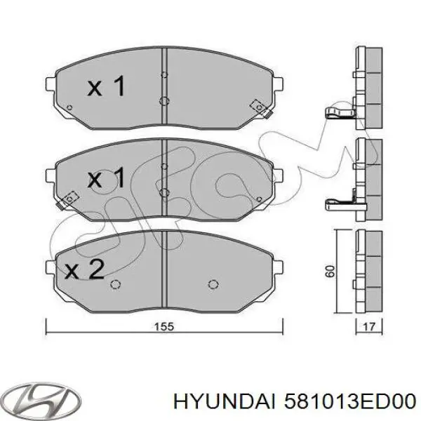 Pastillas de freno 581013ED00 Hyundai/Kia