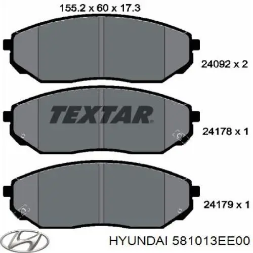 Pastillas de freno 581013EE00 Hyundai/Kia