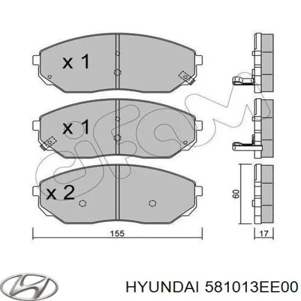 Pastillas de freno delanteras Hyundai/Kia 581013EE00