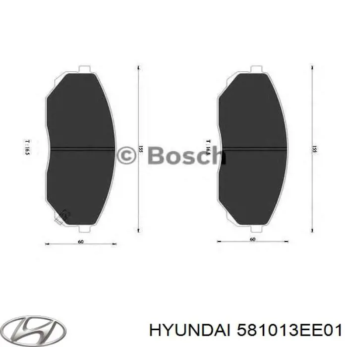 Pastillas de freno 581013EE01 Hyundai/Kia