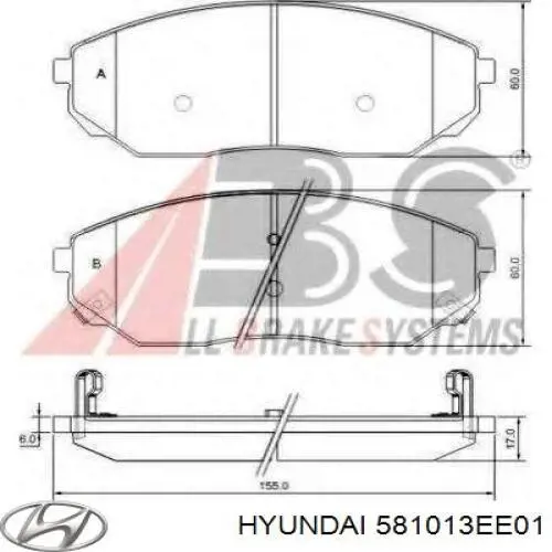 581013EE01 Hyundai/Kia pastillas de freno delanteras