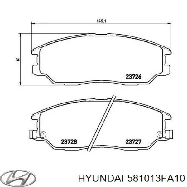 Pastillas de freno 581013FA10 Hyundai/Kia