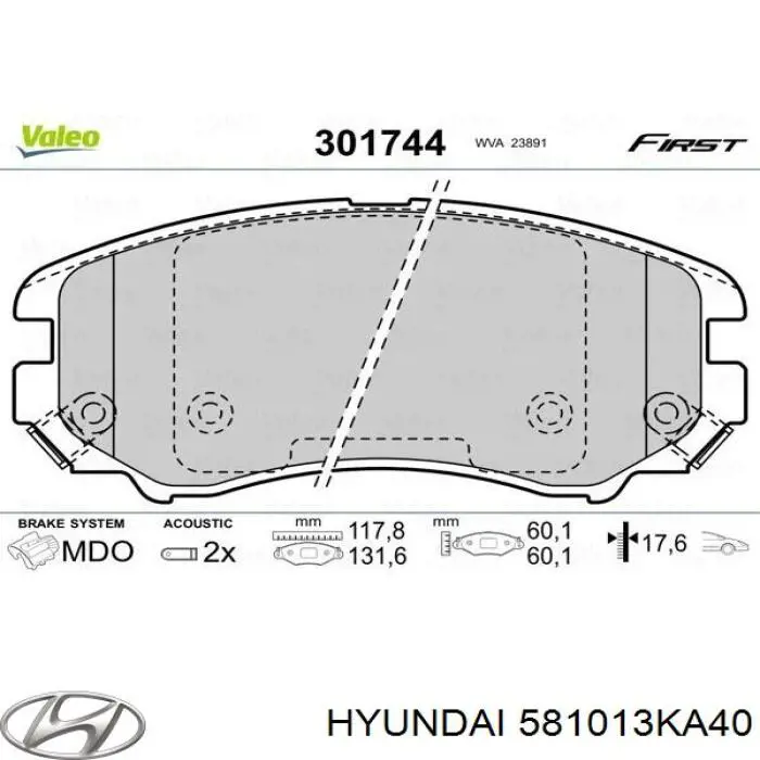 Pastillas freno delanteras Hyundai/Kia 581013KA40 precio, desde 23,90 EUR