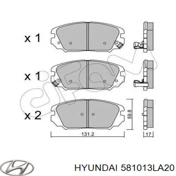 581013LA20 Hyundai/Kia pastillas de freno delanteras