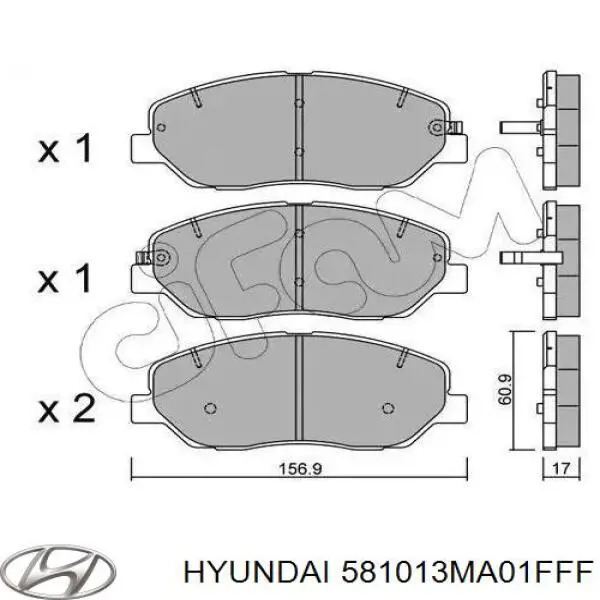 581013MA01FFF Hyundai/Kia pastillas de freno delanteras