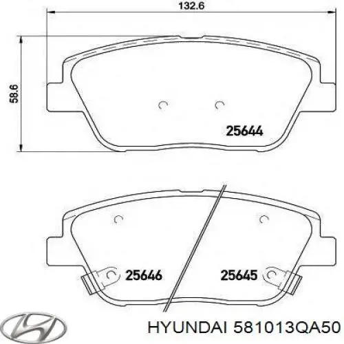 Pastillas de freno delanteras Hyundai/Kia 581013QA50