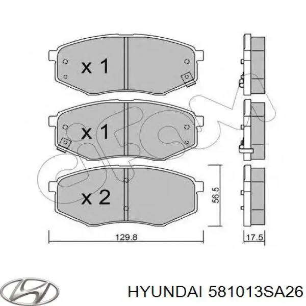 Pastillas de freno 581013SA26 Hyundai/Kia