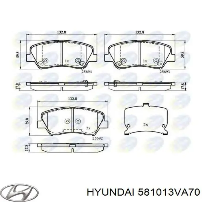 581013VA70 Hyundai/Kia pastillas de freno delanteras