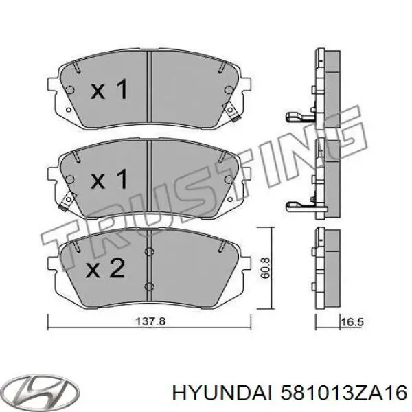 581013ZA16 Hyundai/Kia pastillas de freno delanteras