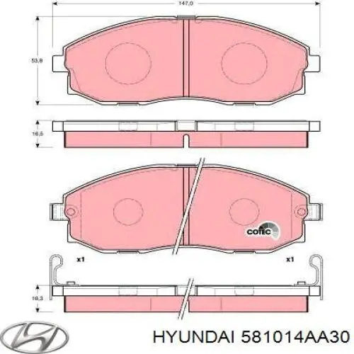 Pastillas de freno 581014AA30 Hyundai/Kia
