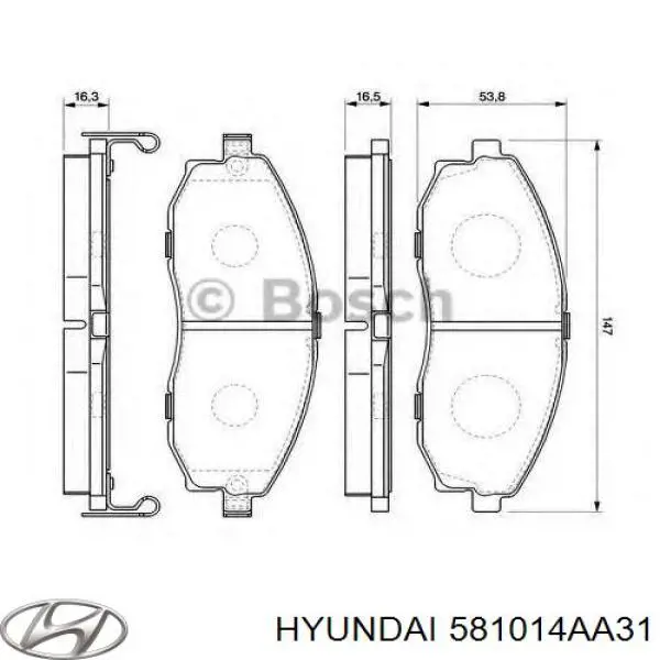 581014AA31 Hyundai/Kia pastillas de freno delanteras