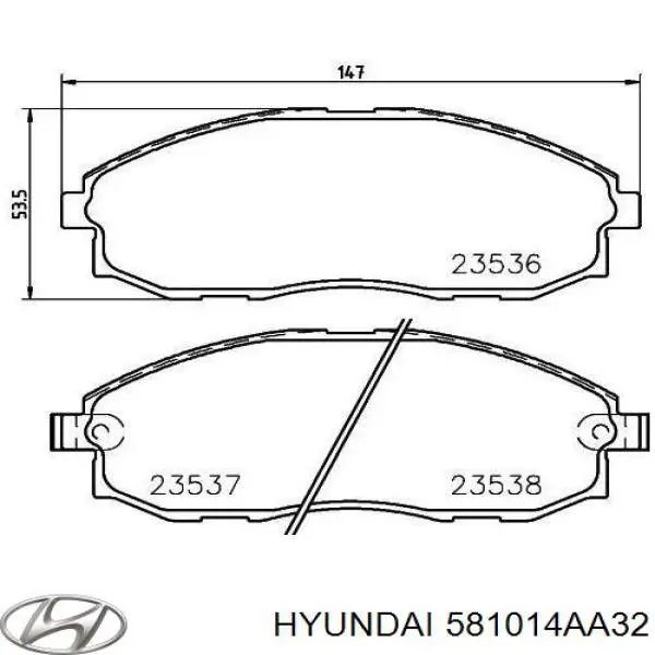581014AA32 Hyundai/Kia pastillas de freno delanteras