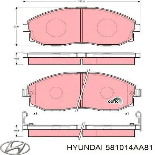 Pastillas de freno 581014AA81 Hyundai/Kia