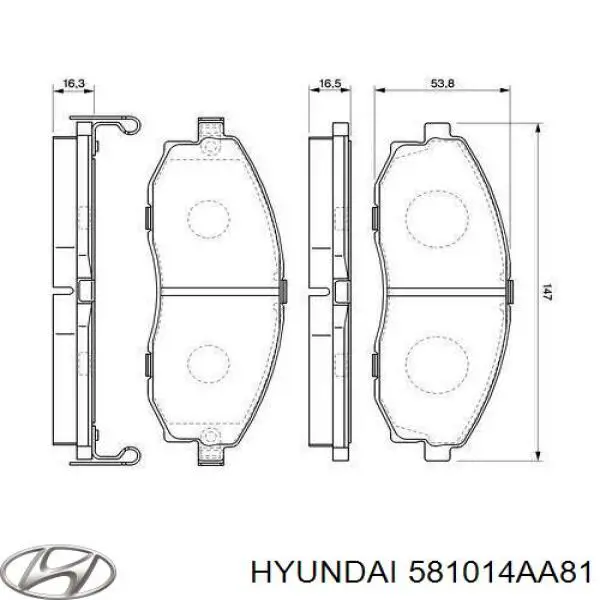 Pastillas de freno delanteras Hyundai/Kia 581014AA81