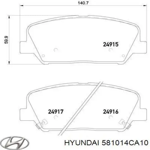 581014CA10 Hyundai/Kia pastillas de freno delanteras