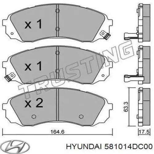 Pastillas de freno 581014DC00 Hyundai/Kia