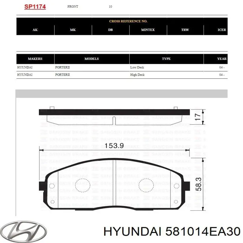 Comprar 581014EA30 Hyundai/Kia Pastillas delanteras de freno